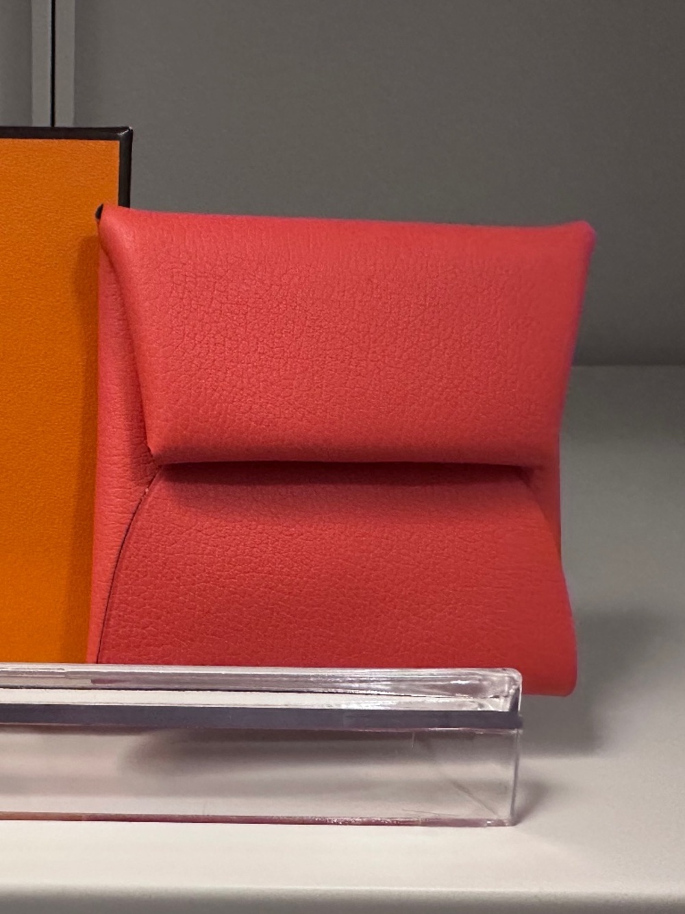 Hermes Bastia verso change purse- Rose Texas/sienne